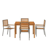 Garden Dining Set 5 pcs Grey Solid Acacia Wood 3365533