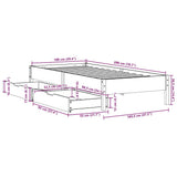 Bed Frame without Mattress White 100x200 cm Solid Wood Pine 3301717