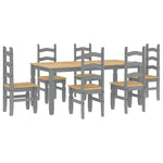 ZNTS 7 Piece Dining Set Panama Grey Solid Wood Pine 3345213