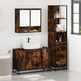3 Piece Bathroom Furniture Set Smoked Oak Engineered Wood 3301162