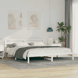 Bed Frame with Headboard White 200 x 200 cm Solid Pine Wood 3385743