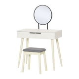 Dressing Table with Mirror and Stool, Vanity Makeup Desk Set with 2 Drawers, Cushioned Stool and T3398P341421