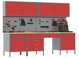 Work Cabinet with Drawer 10 pcs Red Engineered Wood and Steel 3321477