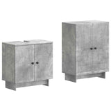 2 Piece Bathroom Cabinet Set EDE Concrete Grey Engineered Wood 3417579