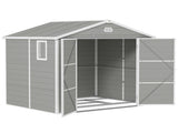 7.9ft x 6.2ft Aluminium Frame and Plastic Wall Shed, with Foundation - Light Grey T3398P315935
