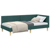 Corner Bed Frame Dark Green 90 cm x 200 cm Velvet 42016193