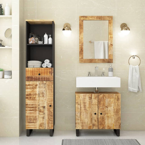 3 Piece Bathroom Furniture Set Solid Wood Mango 3200637