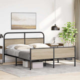 Metal Bed Frame without Mattress Smoked Oak 160x200 cm 3318673
