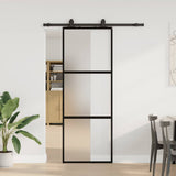 Sliding Door with Hardware Set Black 76x205 cm Tempered Glass 3375912