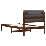 Bed Frame with Upholstered Headboard Dark Brown and Light Grey 904118