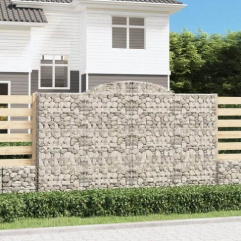 Arched Gabion Baskets 2 pcs 300x50x180/200 cm Galvanised Iron 3146773