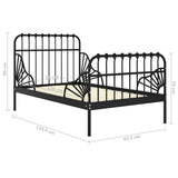 Extendable Bed Frame Black Powder-coated metal Single Extendable 324740