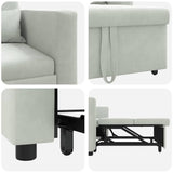 Pull out Sofa Bed Single Light grey 90 x 165 x 87 cm Velvet 42002697