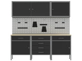 Work Cabinet 8 pcs Black and Grey Engineered Wood and Steel 3321440