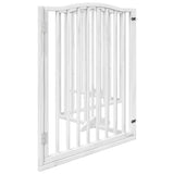 Dog Gate with Door Foldable 4 Panels White 320 cm Poplar Wood 352219