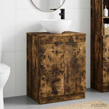 Bathroom Furniture Set Smoked Oak Engineered Wood 3404209