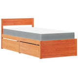 Bed with Drawers and Mattress Wax Brown 90x190 cm Single Solid Wood Pine 3281921