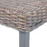 Bench 110 cm Grey Natural Kubu Rattan and Solid Mahogany Wood 285789