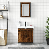 2 Piece Bathroom Furniture Set Smoked Oak Engineered Wood 3214782