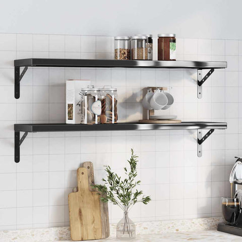 Wall Shelves 2 pcs 100x23.5 cm Black Stainless Steel 3214513