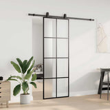 Sliding Door with Hardware Set Black 76x205 cm ESG Glass 3375863