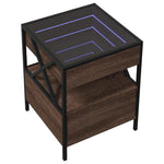 ZNTS Coffee Table with Infinity LED Brown Oak 40x40x51 cm 847721