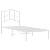 Metal Bed Frame without Mattress with Headboard White 80x200cm 373829
