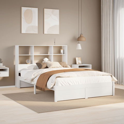 Bookcase Bed without Mattress White 160x200cm Solid Wood Pine 3322398