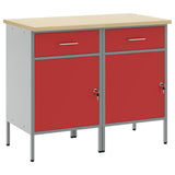 Work Cabinet with Drawer 2 pcs Red and Grey 100 x 55 x 85 cm 3321361