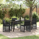Garden Dining Set 5 pcs Black Poly Rattan 3380623