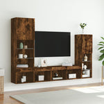 4 Piece TV Wall Units with LED Smoked Oak Engineered Wood 3216658