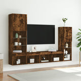 4 Piece TV Wall Units with LED Smoked Oak Engineered Wood 3216658