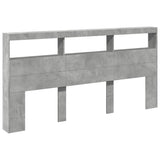 Headboard Cabinet with LED Concrete Grey 200x17x102 cm 839220
