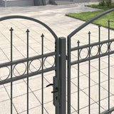Garden Fence Gate with Arched Top Grey 500 x 100 cm Steel 42008959