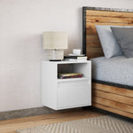 ZNTS Wall-mounted Bedside Cabinet with LED Lights White 3307975