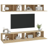 Wall TV Cabinets 4 pcs Sonoma Oak 100x30x30 cm 3114192