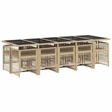 11 Piece Garden Dining Set with Cushions Mix Beige Poly Rattan 3210936