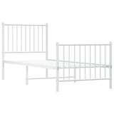Metal Bed Frame without Mattress with Footboard White 75x190cm 350939