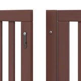 Dog Gate with Door Foldable 6 Panels Brown 480 cm Poplar Wood 3155693