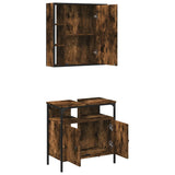 2 Piece Bathroom Furniture Set Smoked Oak Engineered Wood 3214717