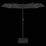 Double-Head Garden Parasol with LEDs Black 316x145 cm 362975