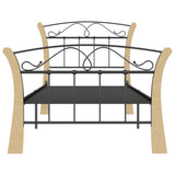Bed Frame Black and natural Powder-coated metal, solid oak wood 324883