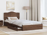 Storage Bed with Drawer Brown Oak 100 x 200 cm Engineered Wood 3413540