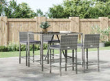 5 Piece Garden Bar Set with Cushions Grey Poly Rattan 3203920