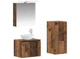 Bathroom Furniture Set 4 pcs Old Wood Engineered Wood and Glass 3407413