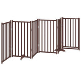 Dog Gate with Door Foldable 6 Panels Brown Oak 300 cm Solid Wood Fir 352295