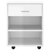 Rolling Cabinet High Gloss White 46x36x59 cm Engineered Wood 808473