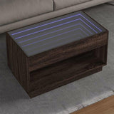 Coffee Table with Infinity LED Brown Oak 90x50x50 cm 847671