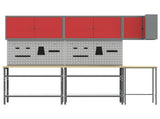 Work Cabinet Set with Shelf with Storage 10 pcs Red and Grey 3321515
