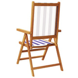 Reclining Garden Chairs 4 pcs Blue and White Fabric and Solid Wood 3214553